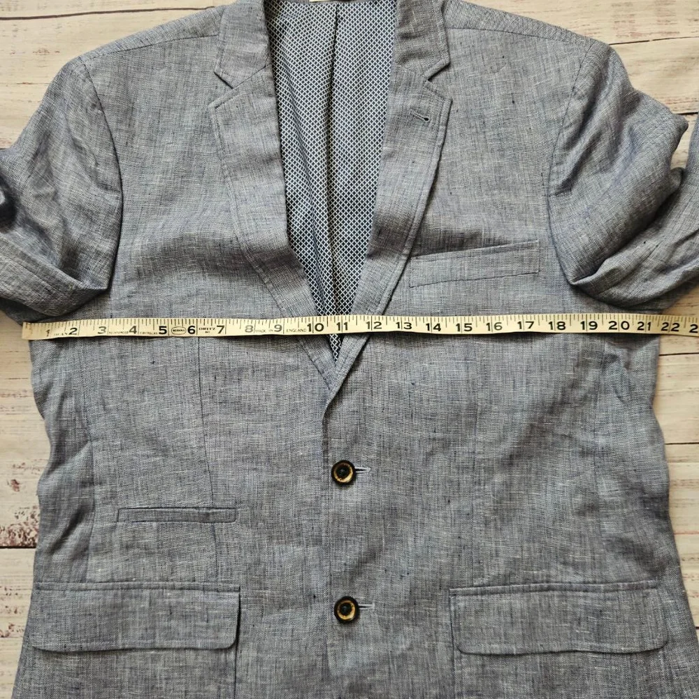 Baird & Mcnutt Murano Blue Linen Blazer Jacket Sports Coat Mens Large Slim Fit
